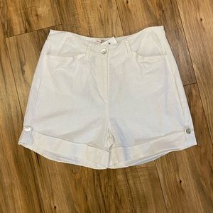 NWT Linen Cuffed White Shorts